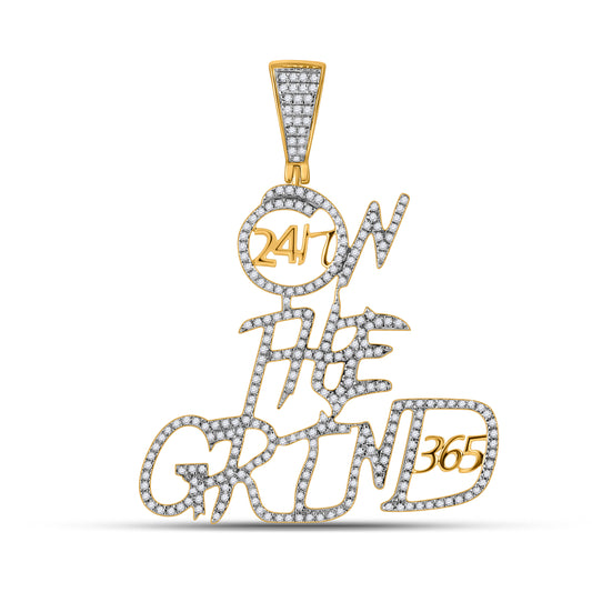 10K YELLOW GOLD ROUND DIAMOND ON THE GRIND CHARM PENDANT 3/4 CTTW