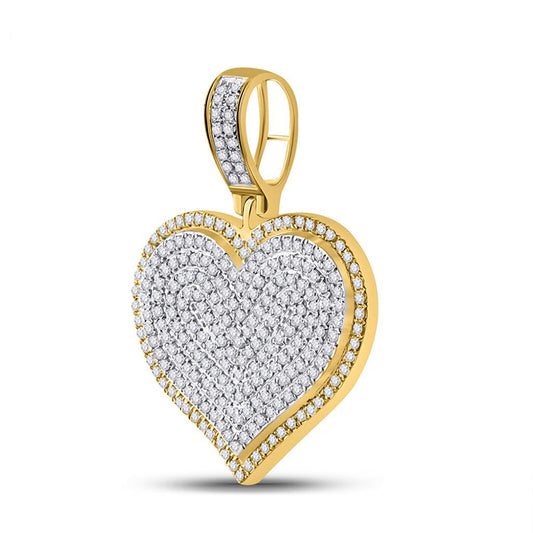 10K YELLOW GOLD ROUND DIAMOND HEART CHARM PENDANT 3/4 CTTW
