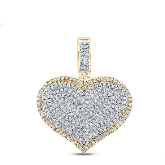 10K YELLOW GOLD ROUND DIAMOND HEART CHARM PENDANT 3/4 CTTW