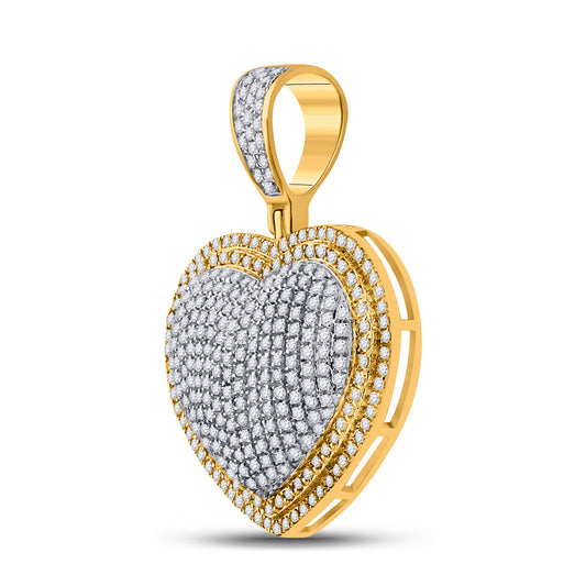 10K YELLOW GOLD ROUND DIAMOND HEART CHARM PENDANT 1 CTTW