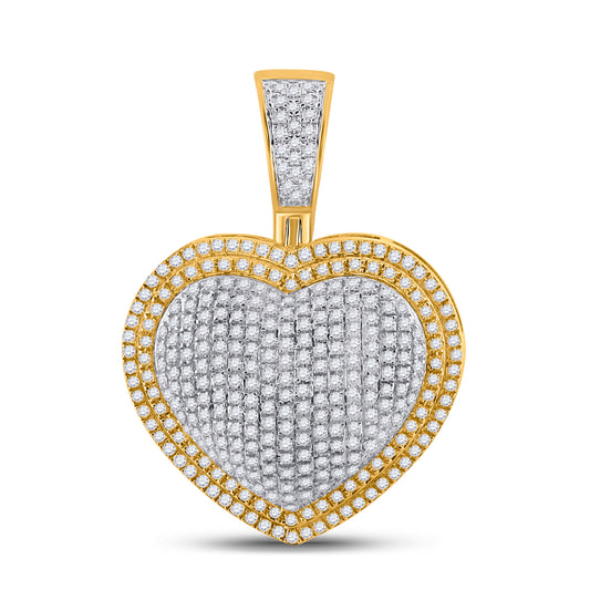 10K YELLOW GOLD ROUND DIAMOND HEART CHARM PENDANT 1 CTTW