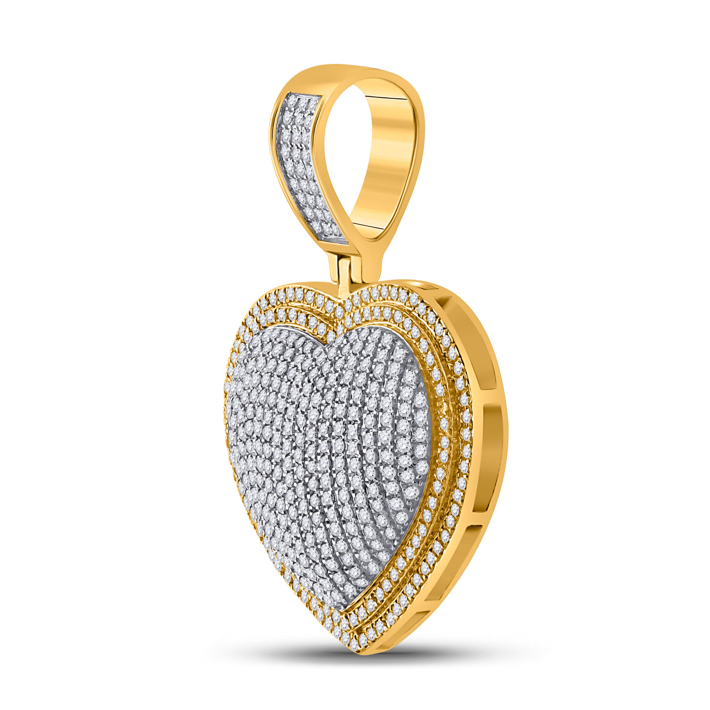 10K YELLOW GOLD ROUND DIAMOND HEART CHARM PENDANT 1-1/4 CTTW