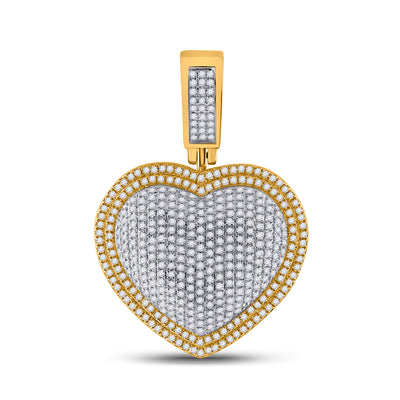 10K YELLOW GOLD ROUND DIAMOND HEART CHARM PENDANT 1-1/4 CTTW