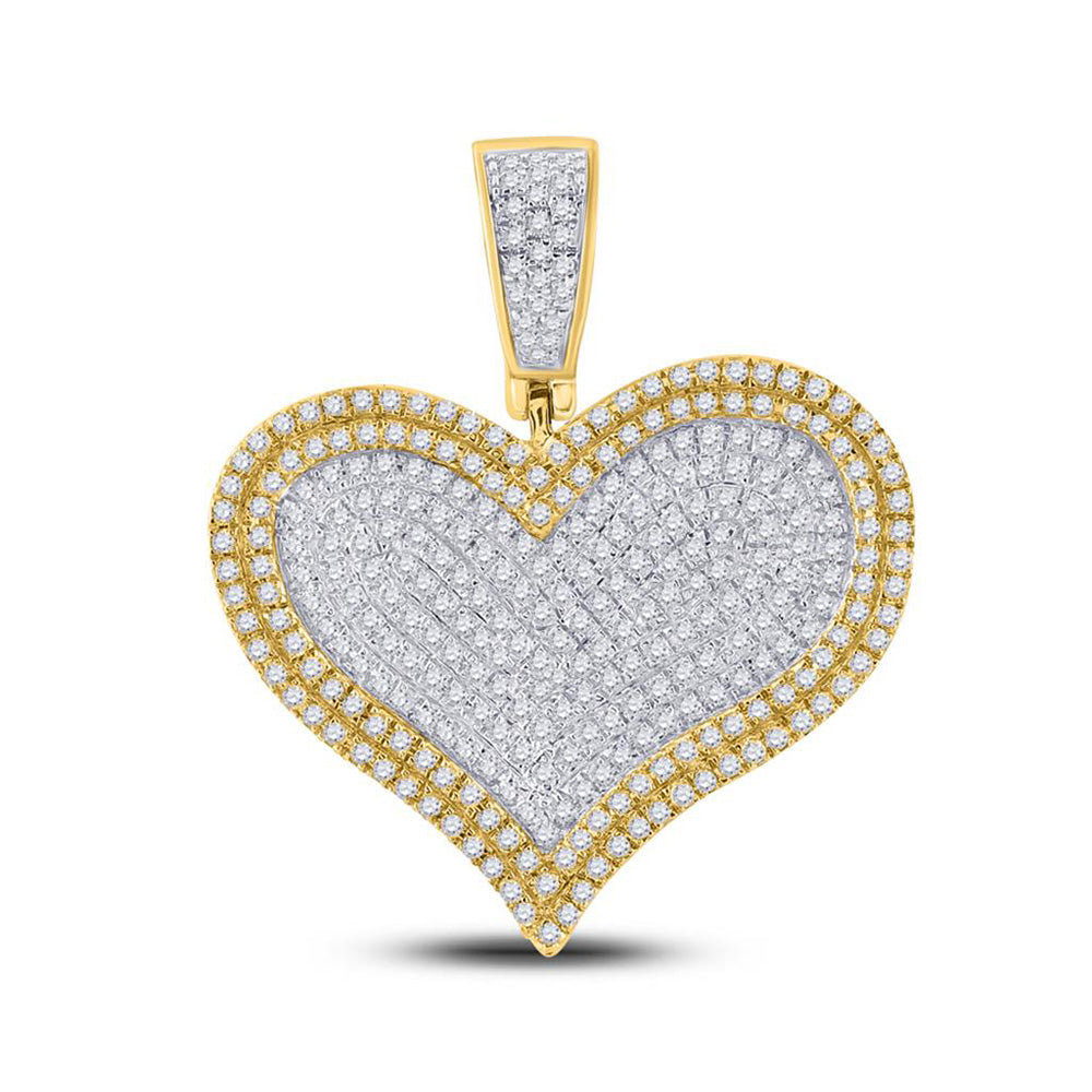 10K YELLOW GOLD ROUND DIAMOND HEART CHARM PENDANT 1 CTTW
