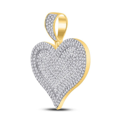10K YELLOW GOLD ROUND DIAMOND HEART CHARM PENDANT 1 CTTW