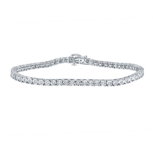 10K WHITE GOLD ROUND DIAMOND TENNIS BRACELET 1-1/4 CTTW