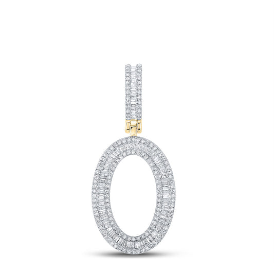 10K YELLOW GOLD BAGUETTE DIAMOND INITIAL O LETTER CHARM PENDANT 1 CTTW