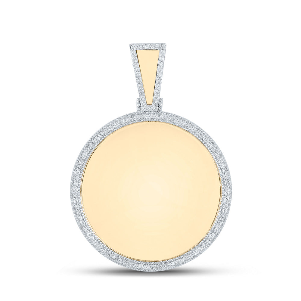 10K YELLOW GOLD ROUND DIAMOND MEMORY CIRCLE CHARM PENDANT 1/2 CTTW