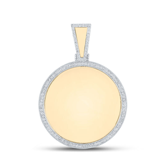 10K YELLOW GOLD ROUND DIAMOND MEMORY CIRCLE CHARM PENDANT 1/2 CTTW