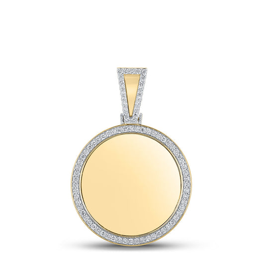 10K YELLOW GOLD ROUND DIAMOND CIRCLE CHARM PENDANT 1-1/2 CTTW
