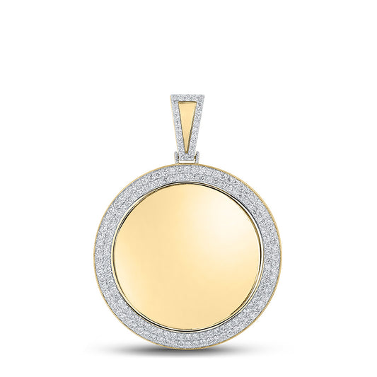 14K YELLOW GOLD ROUND DIAMOND MEMORY CIRCLE CHARM PENDANT 4 CTTW