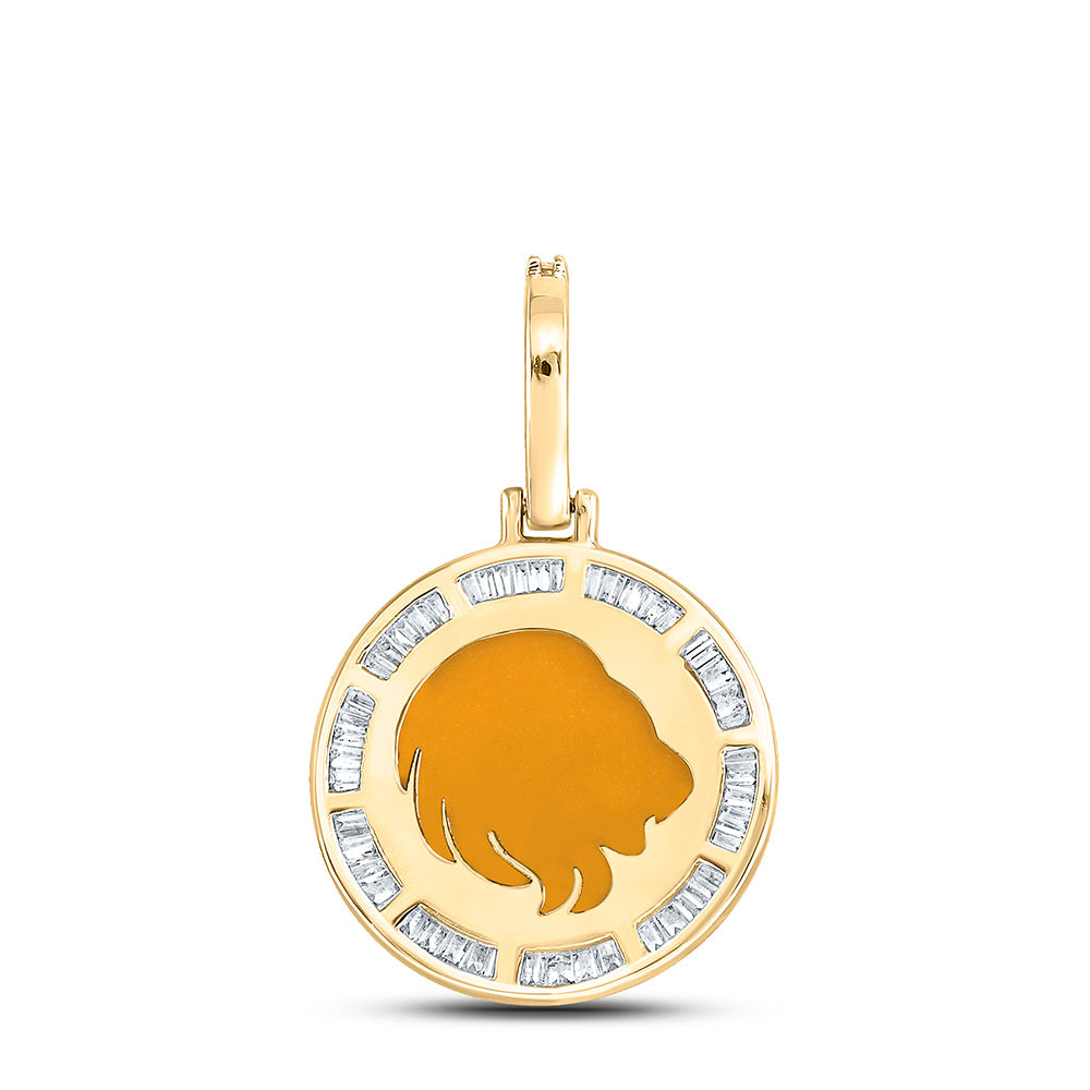 10K YELLOW GOLD BAGUETTE DIAMOND LEO SIGN CHARM PENDANT 1/2 CTTW