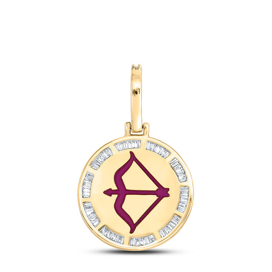 10K YELLOW GOLD BAGUETTE DIAMOND SAGITTARIUS CHARM PENDANT 1/2 CTTW