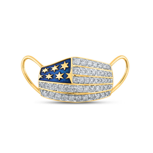 10K YELLOW GOLD ROUND DIAMOND FLAG MASK CHARM PENDANT 5/8 CTTW