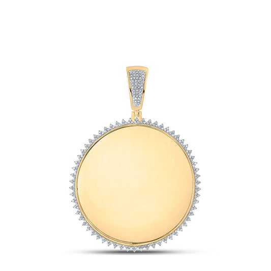 10K YELLOW GOLD ROUND DIAMOND MEMORY CIRCLE CHARM PENDANT 3/4 CTTW