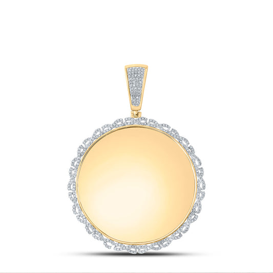 10K YELLOW GOLD ROUND DIAMOND MEMORY CIRCLE CHARM PENDANT 3/4 CTTW