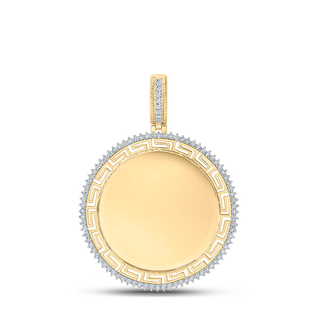 10K YELLOW GOLD ROUND DIAMOND MEMORY CIRCLE CHARM PENDANT 1/4 CTTW