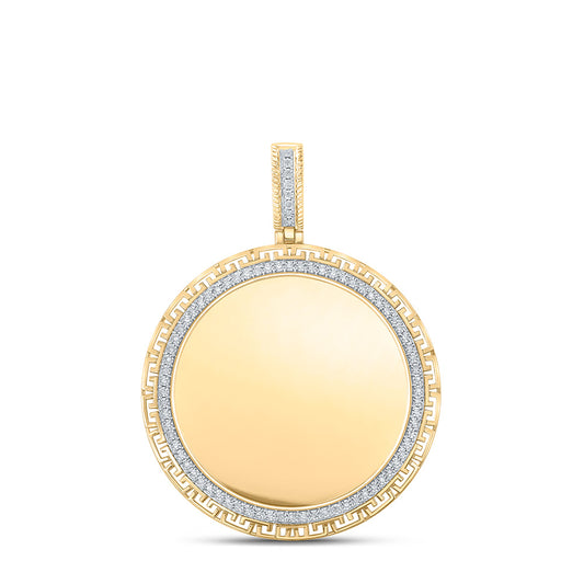 10K YELLOW GOLD ROUND DIAMOND MEMORY CIRCLE CHARM PENDANT 1/4 CTTW