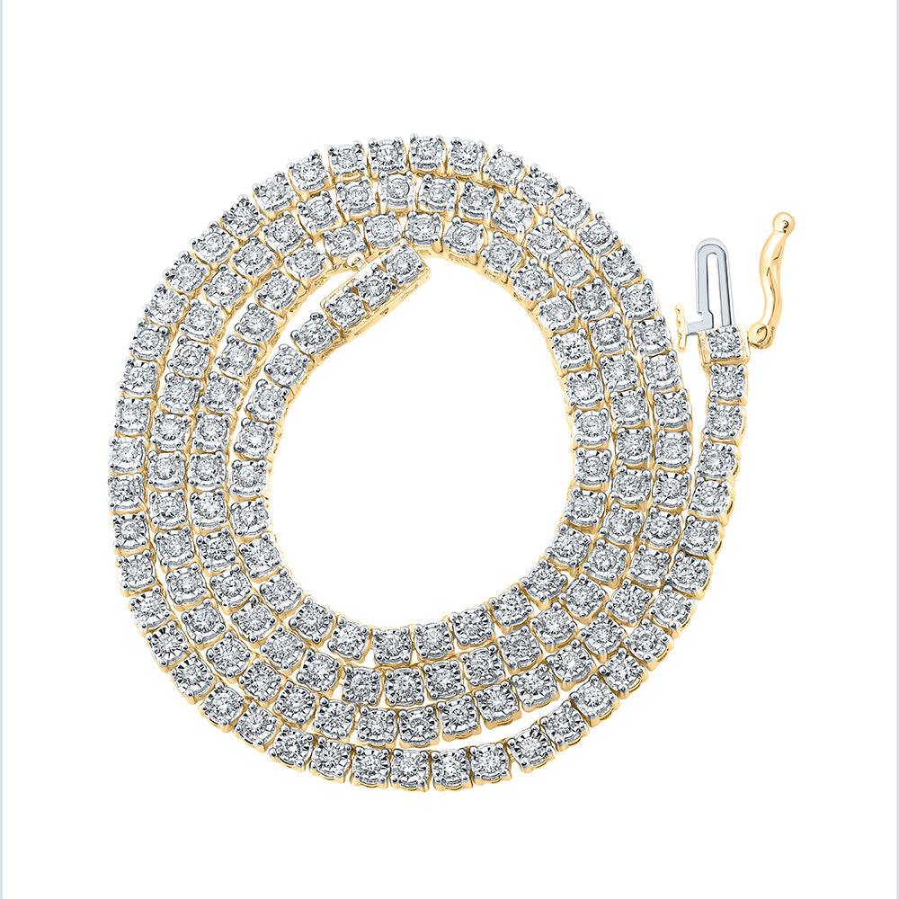 10K YELLOW GOLD ROUND DIAMOND 18-INCH LINK CHAIN NECKLACE 2-3/4 CTTW