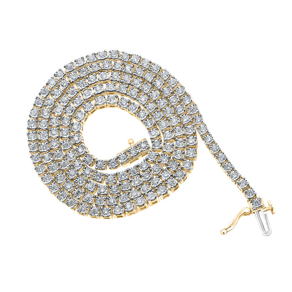 10K YELLOW GOLD ROUND DIAMOND 20-INCH LINK CHAIN NECKLACE 3 CTTW