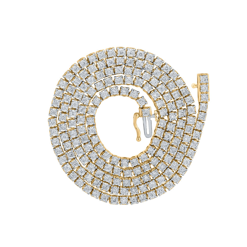 10K YELLOW GOLD ROUND DIAMOND 22-INCH LINK CHAIN NECKLACE 3-3/8 CTTW
