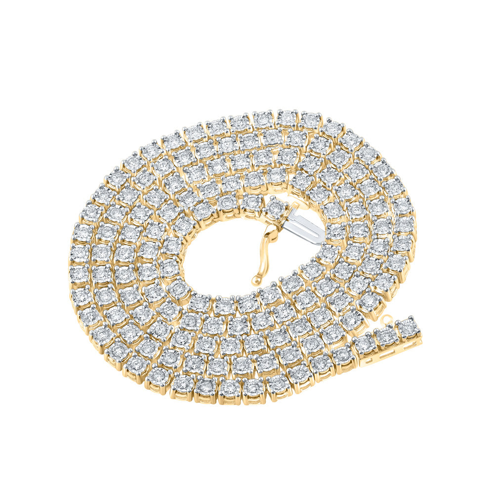 10K YELLOW GOLD ROUND DIAMOND 20-INCH LINK CHAIN NECKLACE 3-3/4 CTTW