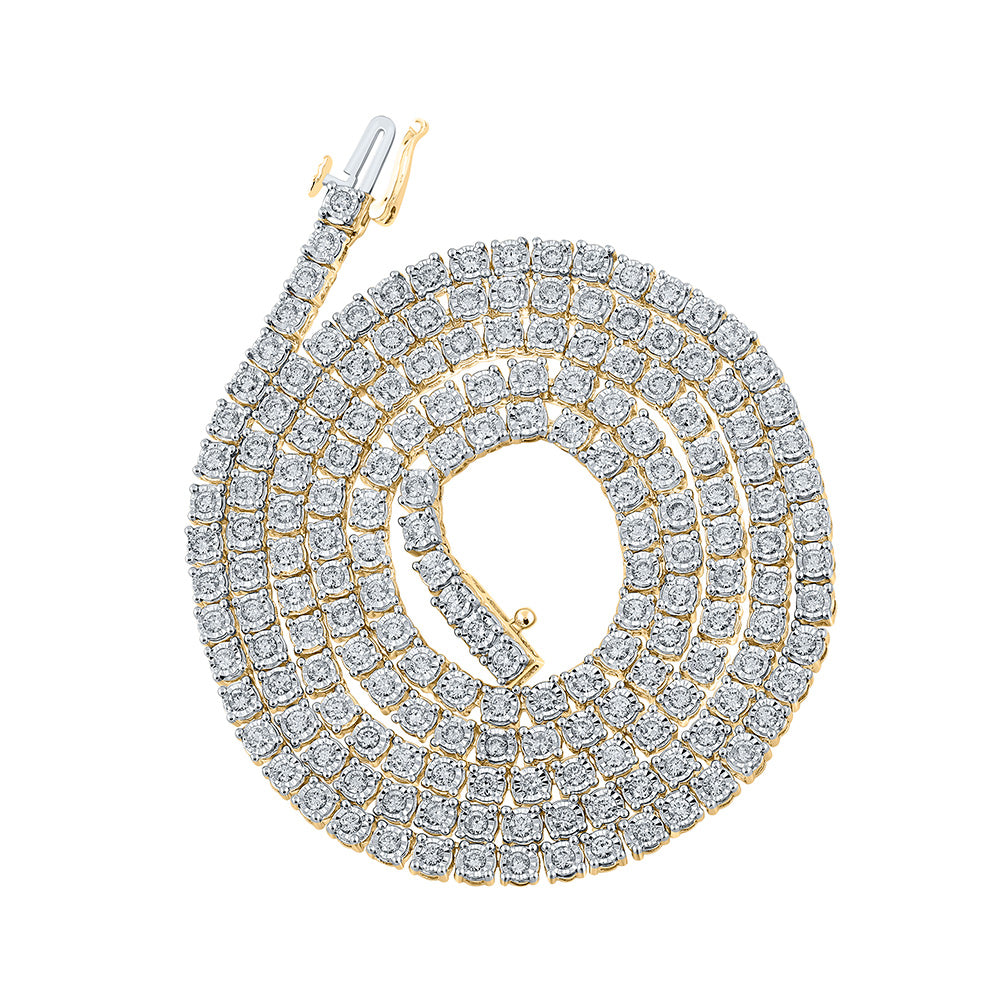 10K YELLOW GOLD ROUND DIAMOND 24-INCH LINK CHAIN NECKLACE 4-3/4 CTTW