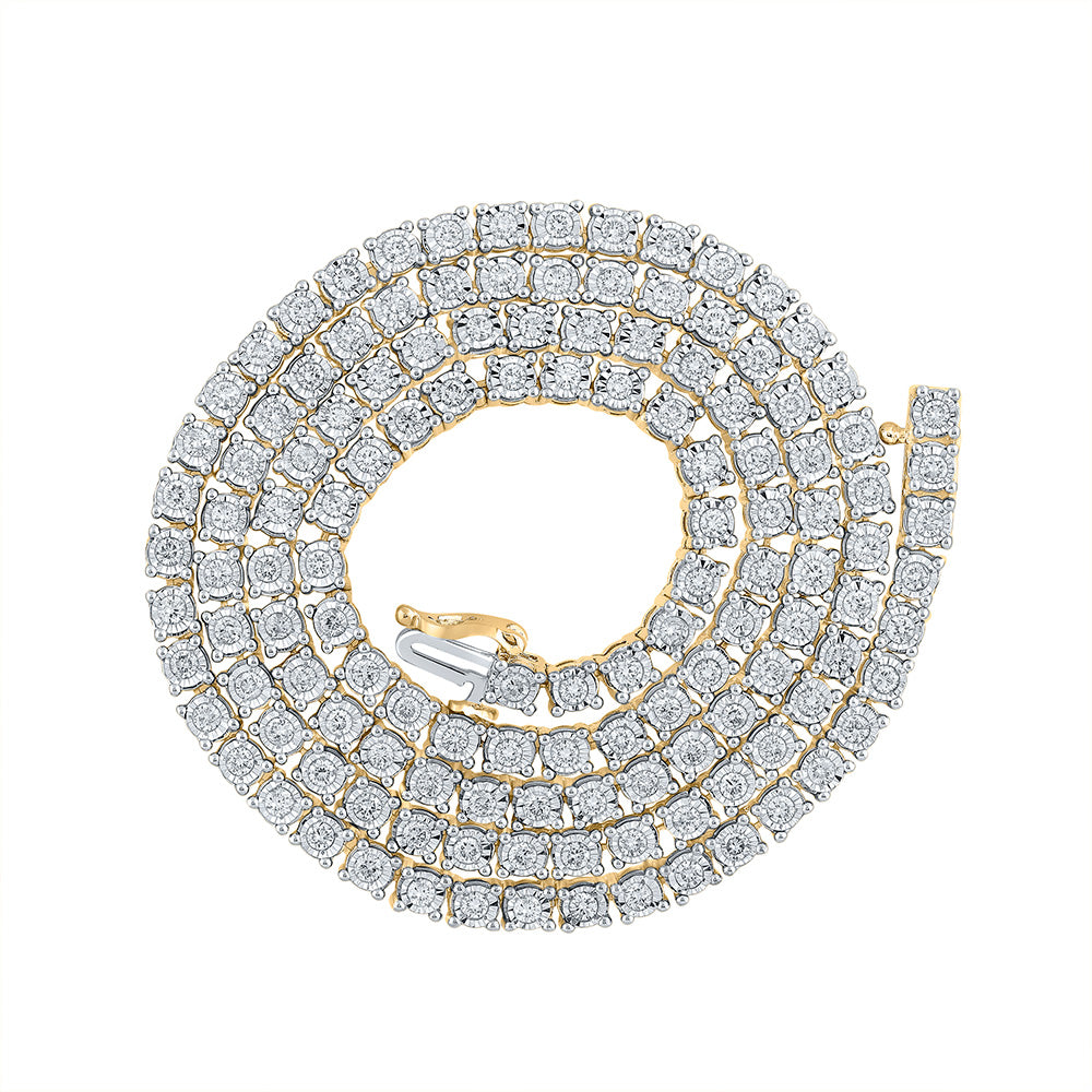 10K YELLOW GOLD ROUND DIAMOND 20-INCH LINK CHAIN NECKLACE 4-3/8 CTTW