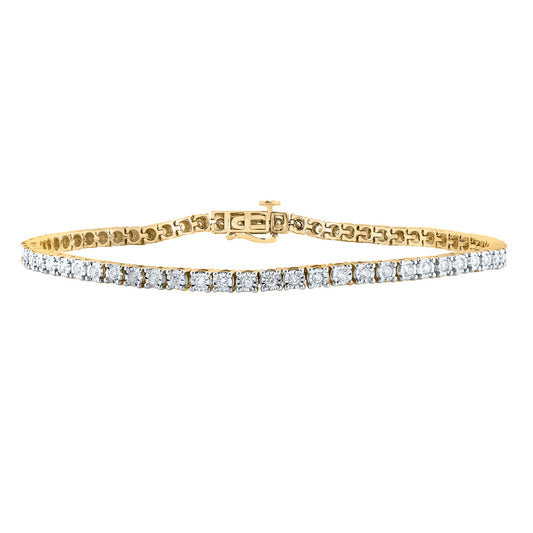 10K YELLOW GOLD ROUND DIAMOND LINK BRACELET 1-1/3 CTTW