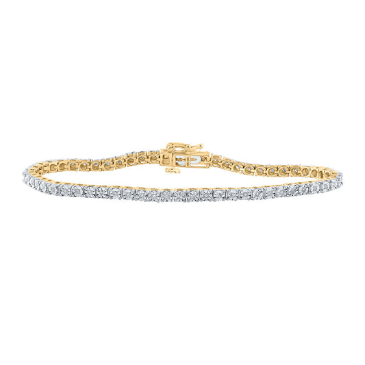 10K YELLOW GOLD ROUND DIAMOND SINGLE ROW FASHION BRACELET 3/8 CTTW