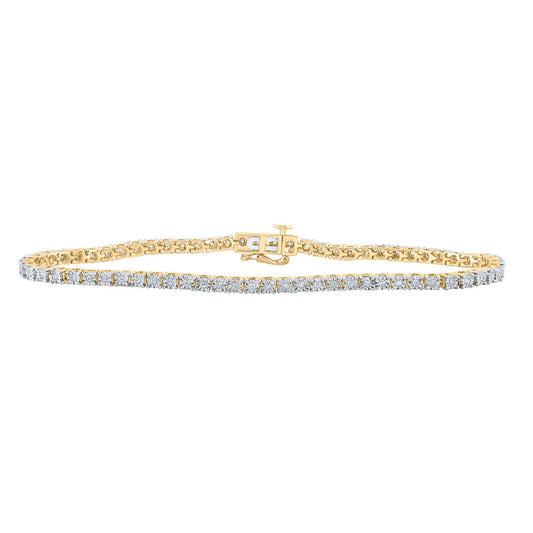 10K YELLOW GOLD ROUND DIAMOND 8-INCH SINGLE ROW LINK BRACELET 1/2 CTTW