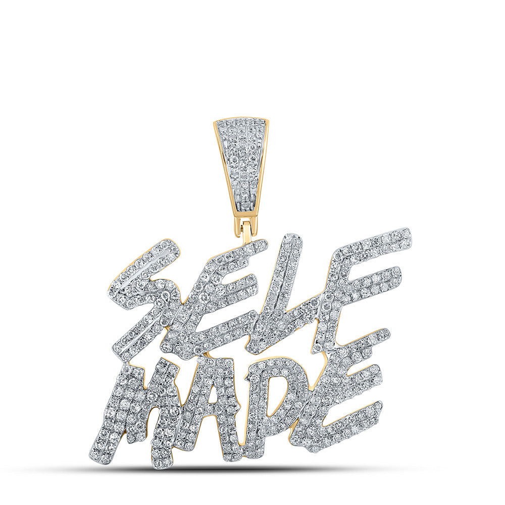 10K YELLOW GOLD ROUND DIAMOND SELF-MADE CHARM PENDANT 1-3/8 CTTW