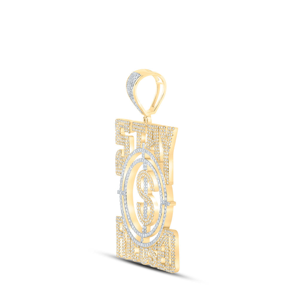 10K YELLOW GOLD ROUND DIAMOND STAY FOCUSED CHARM PENDANT 2-3/4 CTTW
