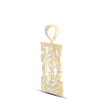 10K YELLOW GOLD ROUND DIAMOND STAY FOCUSED CHARM PENDANT 2-3/4 CTTW