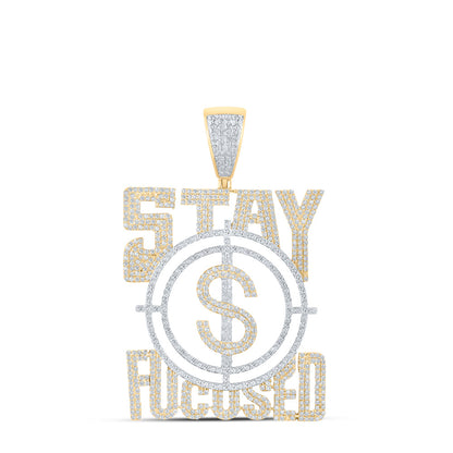 10K YELLOW GOLD ROUND DIAMOND STAY FOCUSED CHARM PENDANT 2-3/4 CTTW