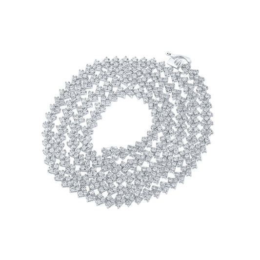 10K WHITE GOLD ROUND DIAMOND 22-INCH LINK CHAIN NECKLACE 8 CTTW