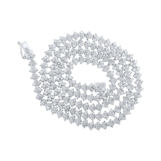 10K WHITE GOLD ROUND DIAMOND CHAIN NECKLACE 13 CTTW