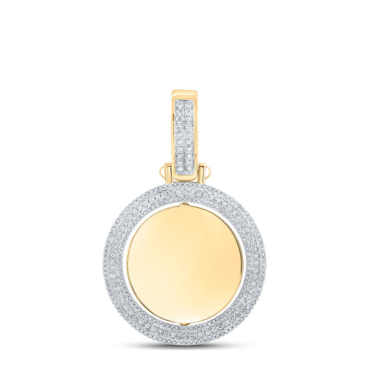 10K YELLOW GOLD ROUND DIAMOND MEMORY CIRCLE CHARM PENDANT 1-1/2 CTTW