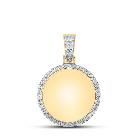 10K YELLOW GOLD ROUND DIAMOND MEMORY CIRCLE CHARM PENDANT 1-1/2 CTTW