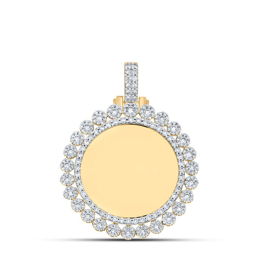 10K YELLOW GOLD ROUND DIAMOND MEMORY CIRCLE CHARM PENDANT 2-3/8 CTTW