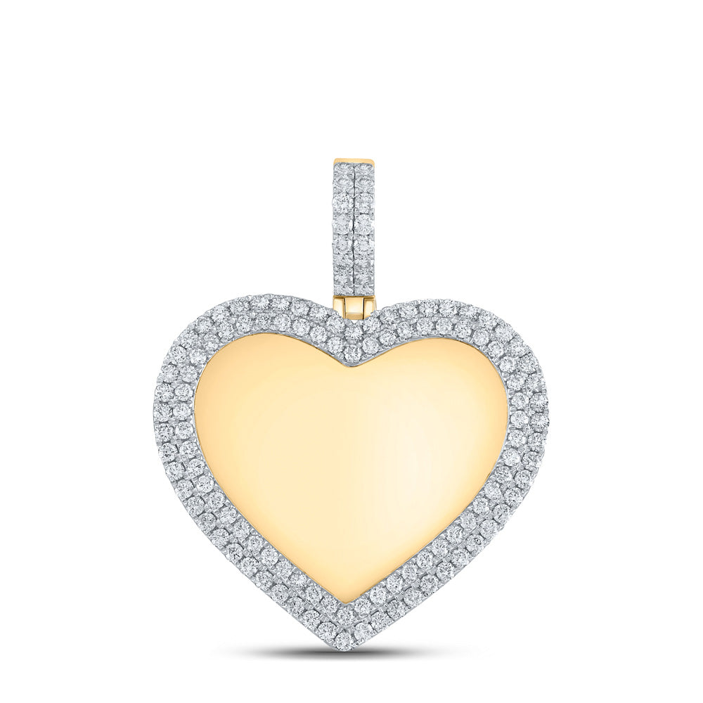 10K YELLOW GOLD ROUND DIAMOND HEART MEMORY CHARM PENDANT 2 CTTW