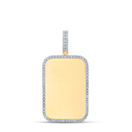 10K YELLOW GOLD ROUND DIAMOND DOG TAG CHARM PENDANT 1/4 CTTW