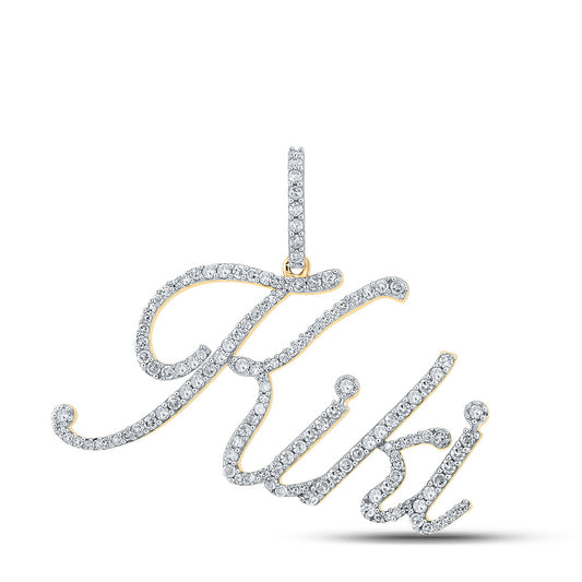 10K YELLOW GOLD ROUND DIAMOND KIKI CHARM PENDANT 3/4 CTTW