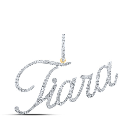 10K YELLOW GOLD ROUND DIAMOND TIARA CHARM PENDANT 3/4 CTTW
