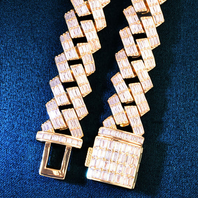 15mm Full Baguette Zircon Miami Cuban Bracelet