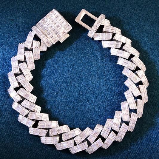 15mm Full Baguette Zircon Miami Cuban Bracelet
