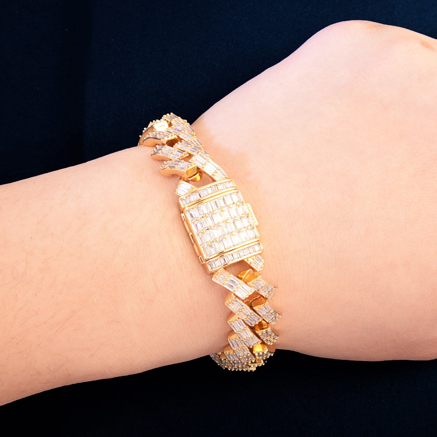 15mm Full Baguette Zircon Miami Cuban Bracelet