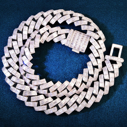 15mm Full Baguette Zircon Miami Cuban Necklace