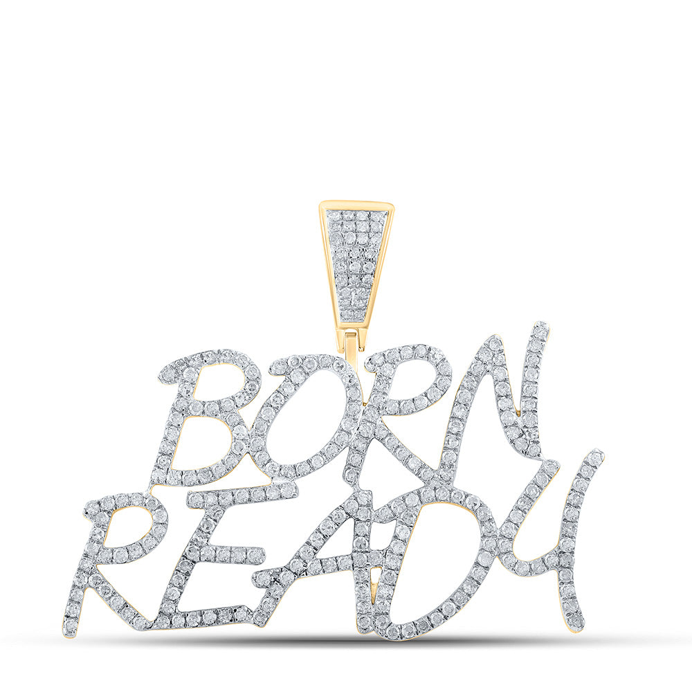 10K YELLOW GOLD ROUND DIAMOND BORN READY CHARM PENDANT 1-1/3 CTTW