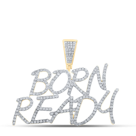 10K YELLOW GOLD ROUND DIAMOND BORN READY CHARM PENDANT 1-1/3 CTTW